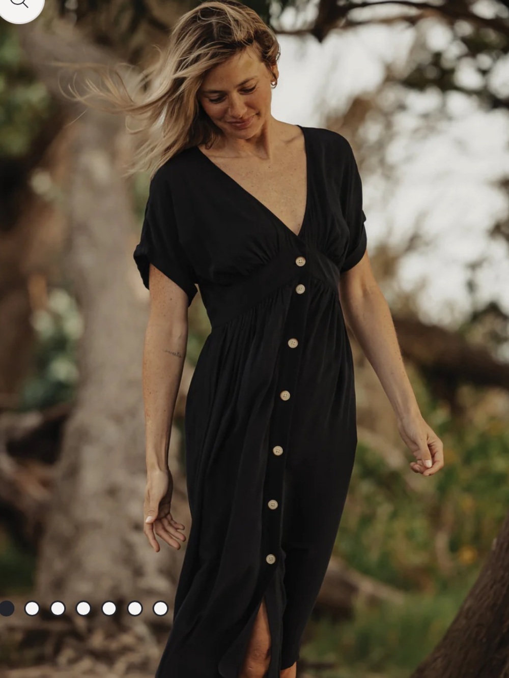 The Normal Brand deep v button thru dress